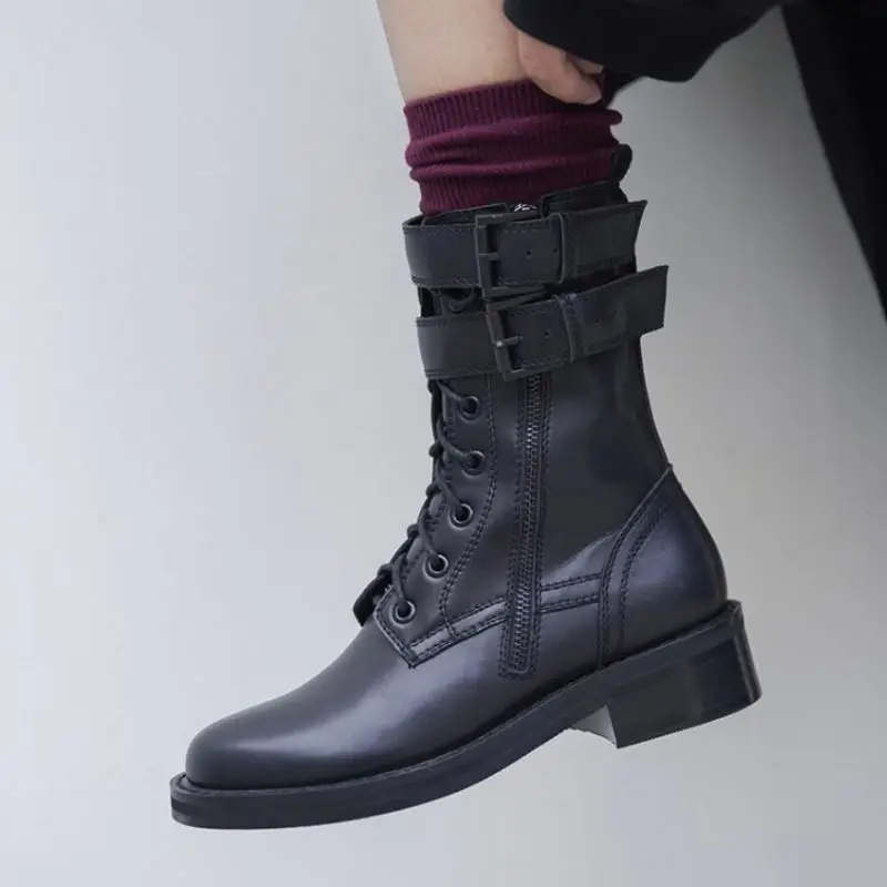 Coolcept/модные черные женские сапоги до середины икры из натуральной кожи