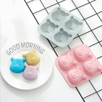 4 even cartoon bear silicone molds chocolate cake pudding non stick mold 3d silicone molds household diy cake mold baking tools