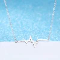 fashion heartbeat pendant necklace silver plated zircon necklace simple sweet chain womens engagement wedding jewelry