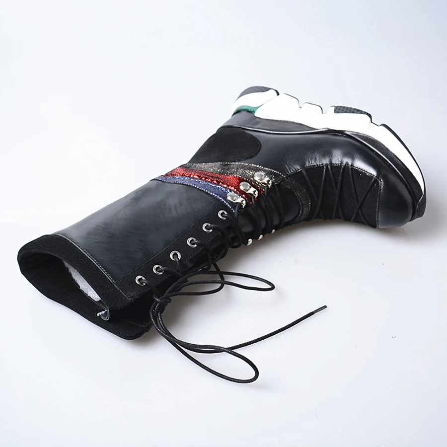 Женские кроссовки Prova perfeto черные красные повседневные ботинки из натуральной