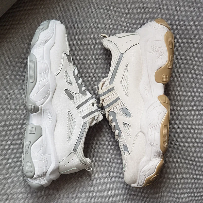 Новинка Повседневная обувь Мужские кроссовки на массивной платформе Дышащая