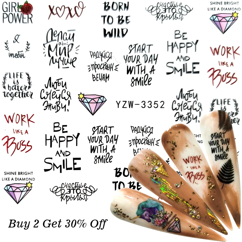 

FWC 1 PC Flower Leaves Nail Sticker Decals Blossom Colorful Slider Rose Water Full Wraps Nail Art Decoration Floral On Nails