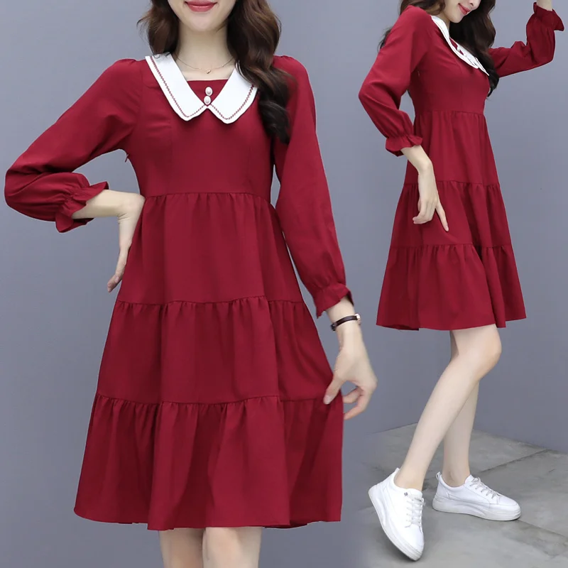 

European Retro Dress 2021 Spring and Autumn Clothing Fashionable Stylish Waist-Tight Style French Age-Reducing