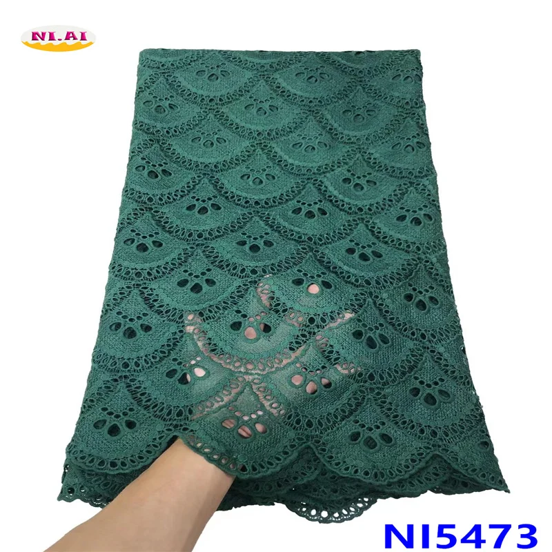 

Newest Green African Lace Fabric High Quality Nigerian Tissue Milk Silk Cord Lace Embroidery Fabric For Dress NI5473-2
