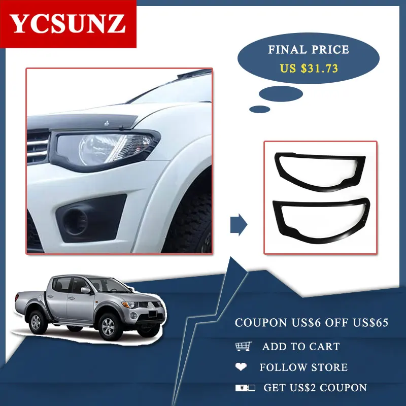 Хромированные фары, аксессуары для Mitsubishi L200 Triton 2006 2007 2008 2009 2010