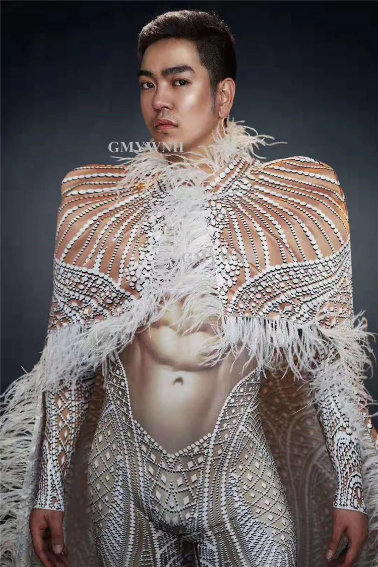 A25 женский певец сценический танцевальный плащ с принтом комбинезон перьями