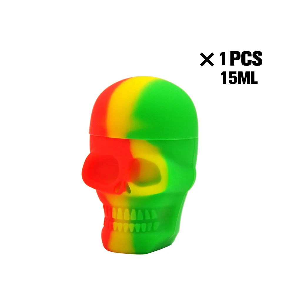 RedYellow-Green 15ML 2 размеры силиконовый контейнер антипригарное силиконовые баночки контейнеры для хранения масла ящик для банки контейнер Череп Форма - Цвет: RedYellow-Green 15ML