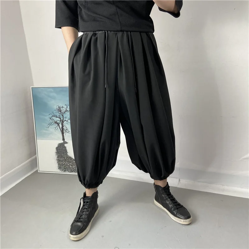 

Men's Bloomers Spring And Autumn New Solid Color Elastic Waist Wide Leg Pants Harlan Pants Young Fashion Radish Pants