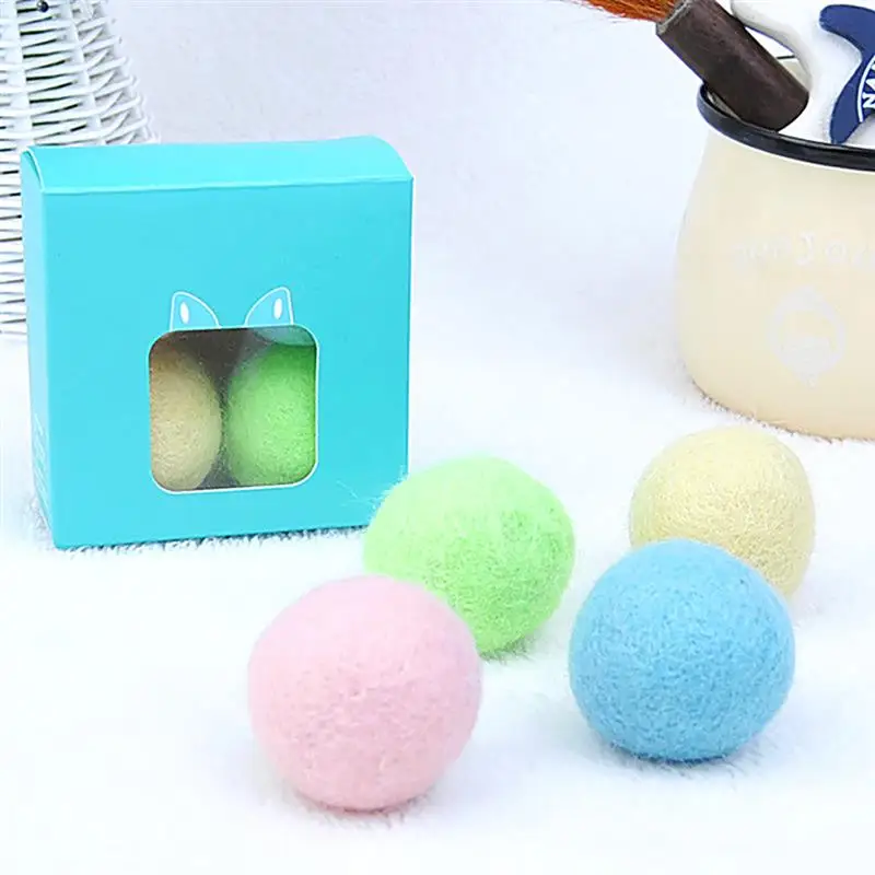 

4PCs Popular 2019 New Pet Interactive Toy Hot Sale Cat Toy Pet Supplies High Quality Bells Bouncy Ball Colorful Handmade