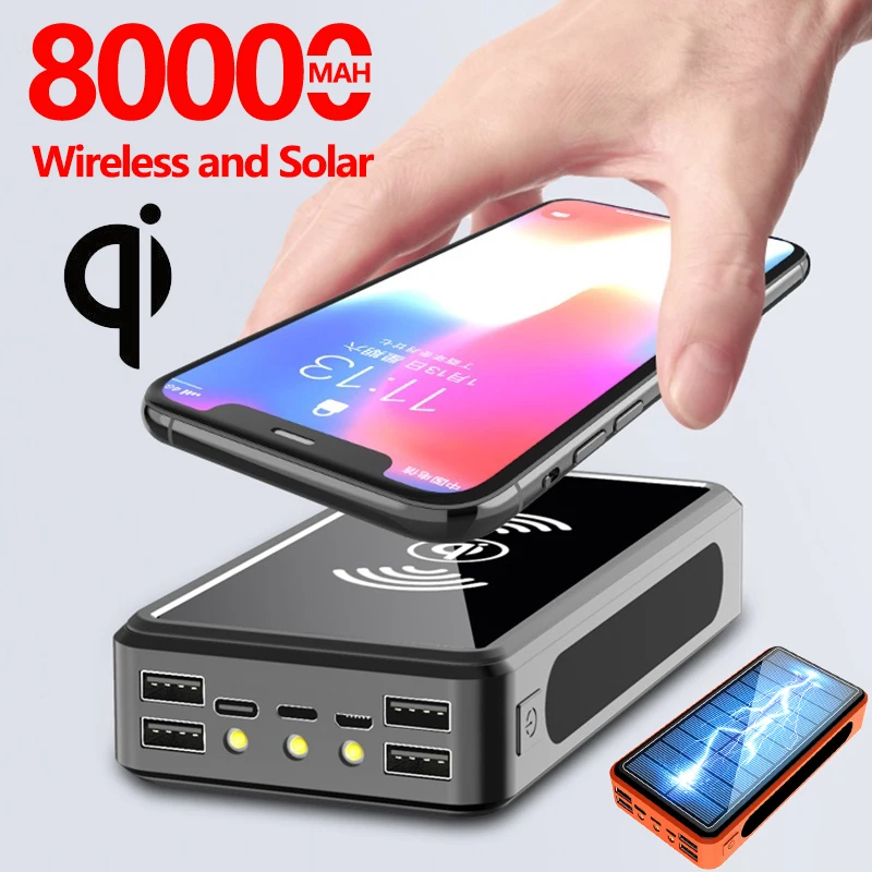 Qi беспроводной внешний аккумулятор 80000 мАч солнечный 4usb для Iphone Samsung Xiaomi |