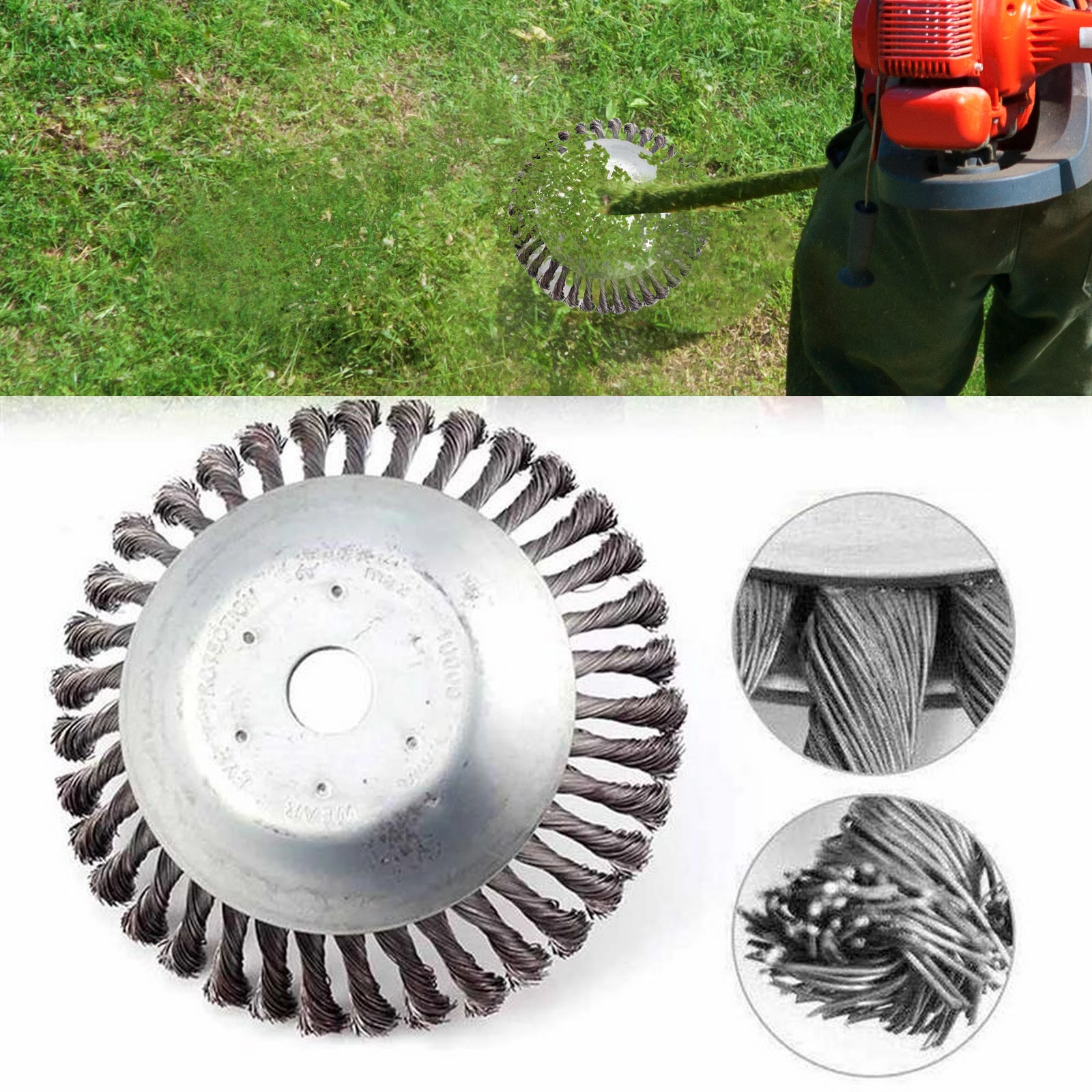 

Steel Wire Wheel Garden Weed Brush Lawn Mower Grass Eater Trimmer Brush Cutter Tools Garden Grass Trimmer Head Weed Brush