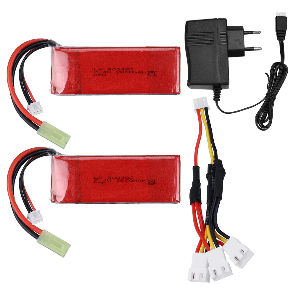 7.4V 2800mAh 25C Lipo Battery For FEILUN FT009 RC Speedboat Boat Spare Parts Rechargeable 7.4v Car Trucks Accessories | Электроника