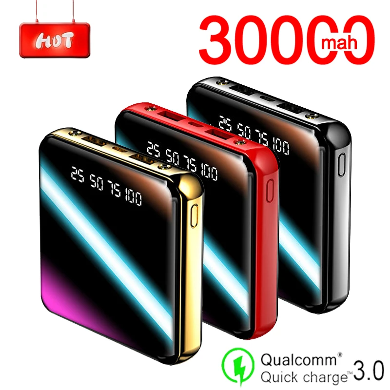 30000 мАч Внешний аккумулятор квадратный мобильный телефон быстрое зарядное