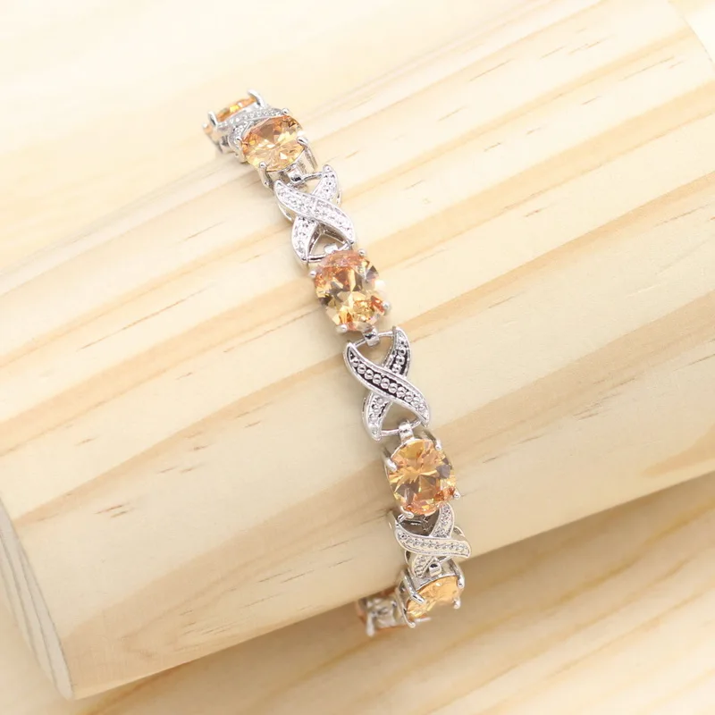 Женский комплект свадебных украшений серебряное ожерелье серьги браслет