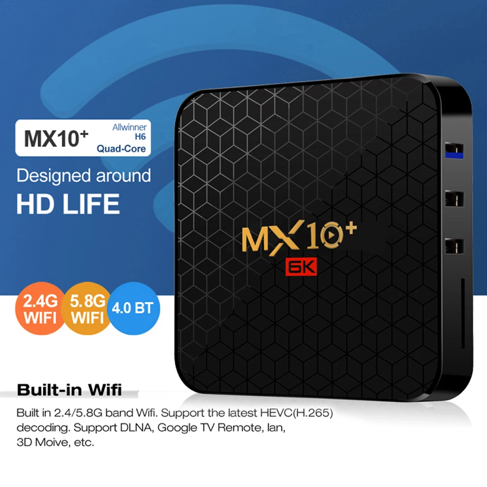 MX10 Pro 6K tv Box Android 9 0 Allwinner H6 Четырехъядерный 4 ГБ 32 64 Гб 2 4G WiFi USB3.0 Поддержка * 4K H.265