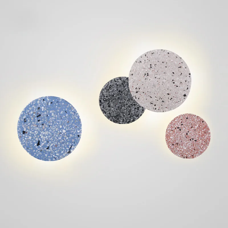 

Round Wall Lamp Postmodern Terrazzo Wall Lamp Color Marble for Bedroom Bedside Lamp Stair Aisle Living Room Back Wall Light