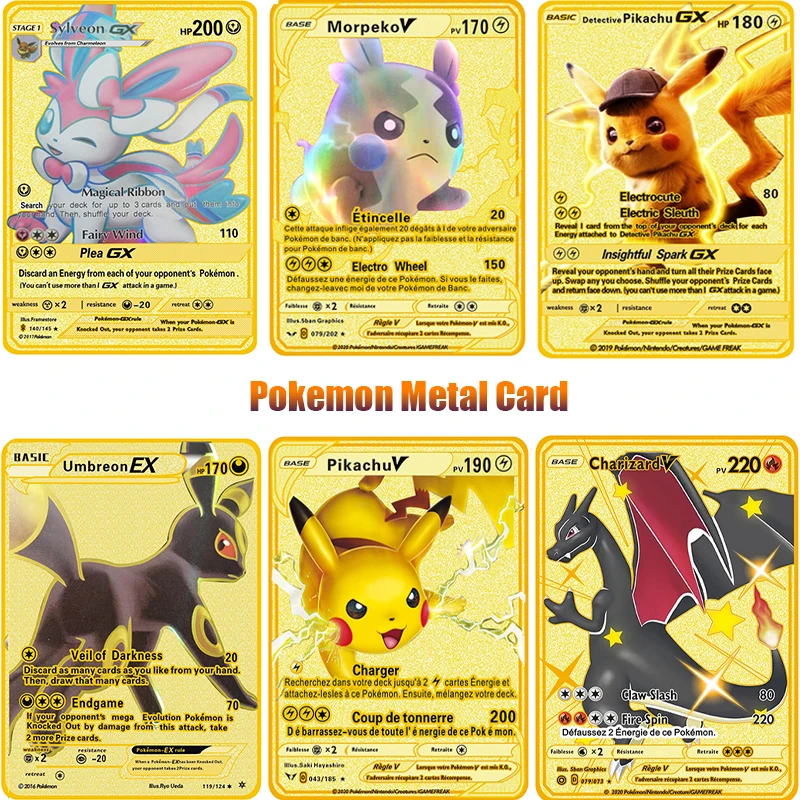 

Takara Tomy Anime Pokemon Metal Card Bikachu Charizard Series V Vmax Shining Cards Games Peripheral Anime Fighting Trading Card