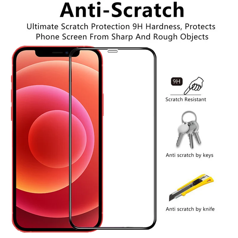 

9D Tempered Glass For Apple iPhone 12 Mini X XS Max XR 11 Pro Screen Protector For iPhone 7 Plus 6 6S 8 SE 2020 Protective Film
