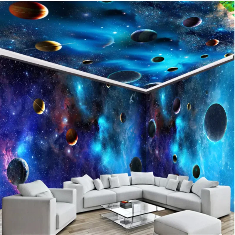 

Интерьер Потолок 3D космическое покрытие стен пользовательские фотообои Настенные обои Гостиная спальня диван фон покрытие стен