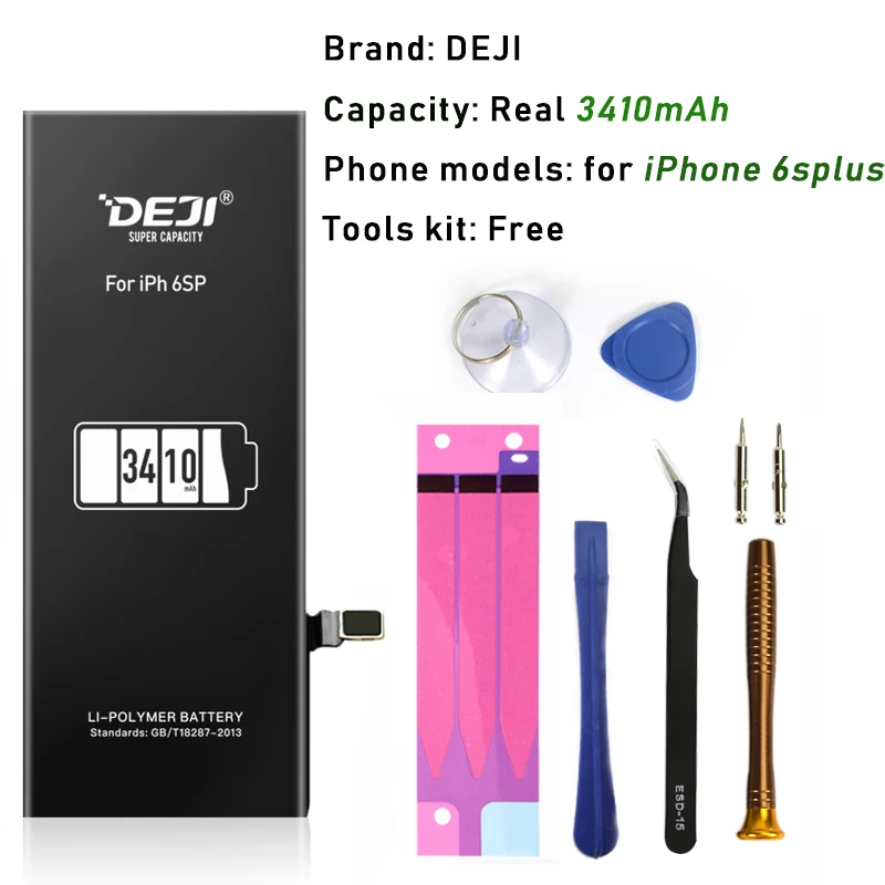 3410mAh for i6splus DEJI оригинальная литиевая батарея для iPhone 5se/6/6s/6 p/6s p с бесплатными инструментами, набор, настоящая батарея большой емкости, замена 0 циклов - Цвет: 3410mAh for i6splus