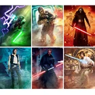 Алмазная живопись, Мультяшные Звездные войны, лазерный меч 5D, сделай сам, полноразмерная круглая вышивка, Набор для вышивки крестиком, украшение для дома, искусство