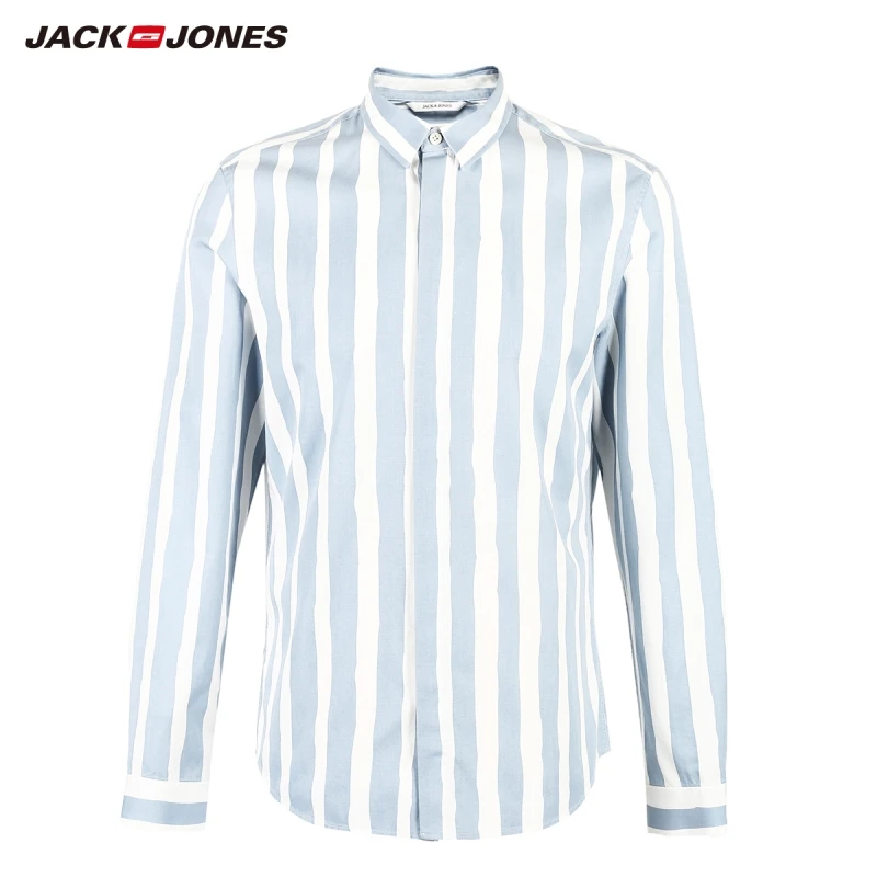 Мужская рубашка с длинными рукавами в контрастную полоску JackJones | 219105508 одежда