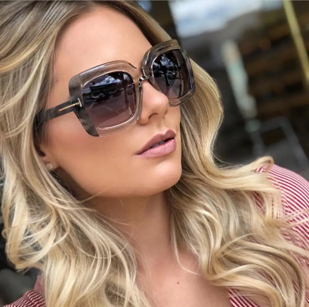 Модные брендовые дизайнерские Квадратные Солнцезащитные очки для женщин Tom