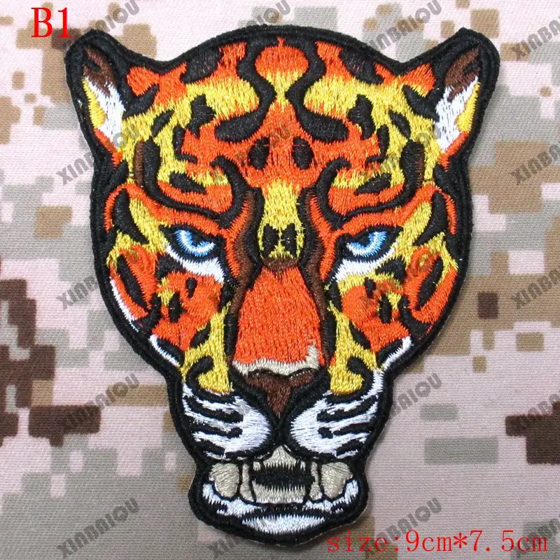 Нашивка с вышивкой животное леопард тигр медведь волк моральный дух военный
