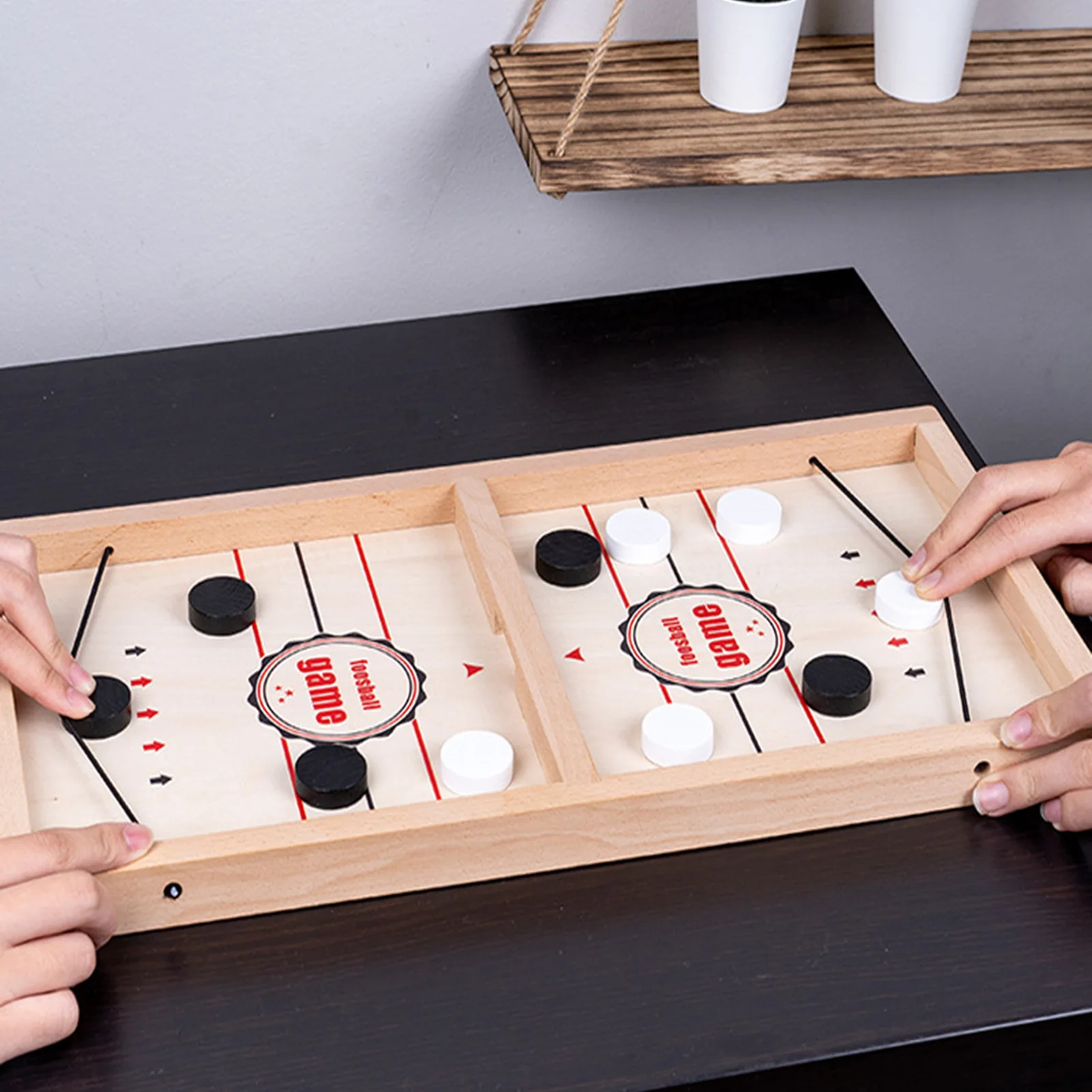

2 In1 Chess Wooden Fast Sling Puck Game Paced Table Battle Winner Board Games Toys Chess Board Set Tabletop Educational Toys Kid