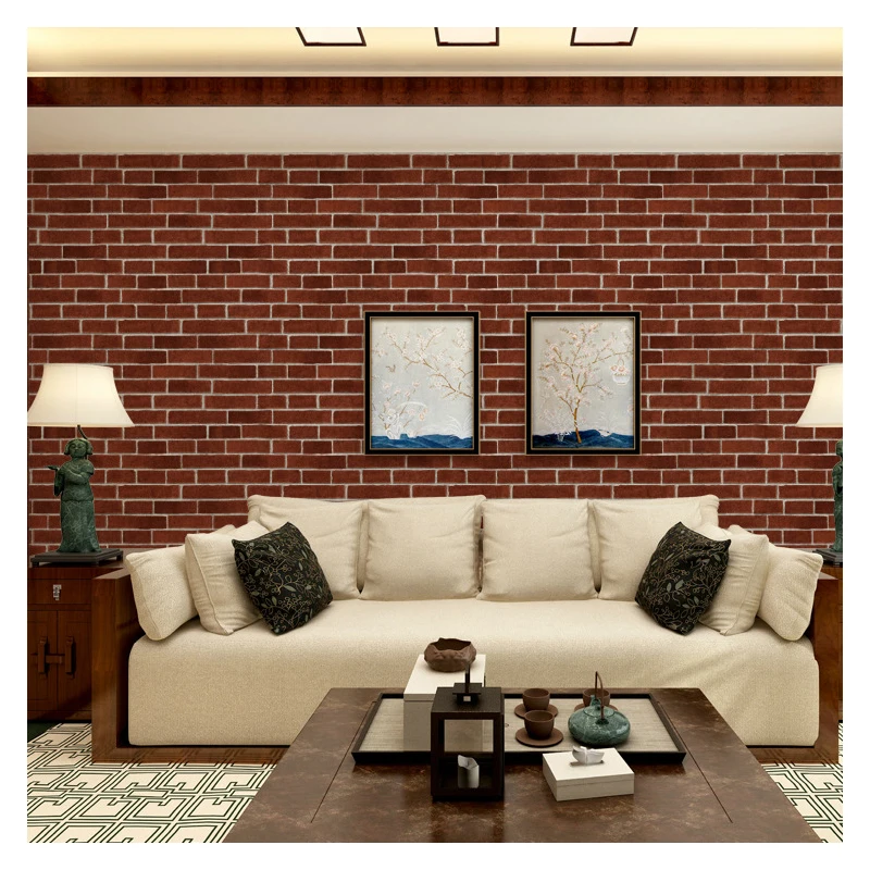 3D ПВХ водонепроницаемая текстурированная кирпичная настенная бумага виниловая
