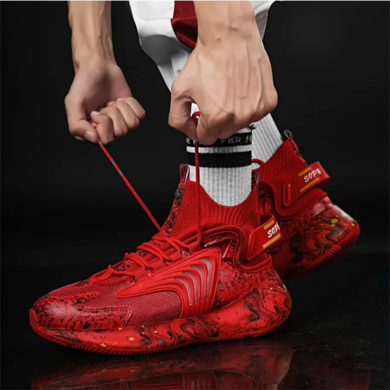 

Men's and Women's Daily Comfortable Front Strap Casual Shoes Red Fashion Trend Sports Shoes Breathable Running Shoes HL004