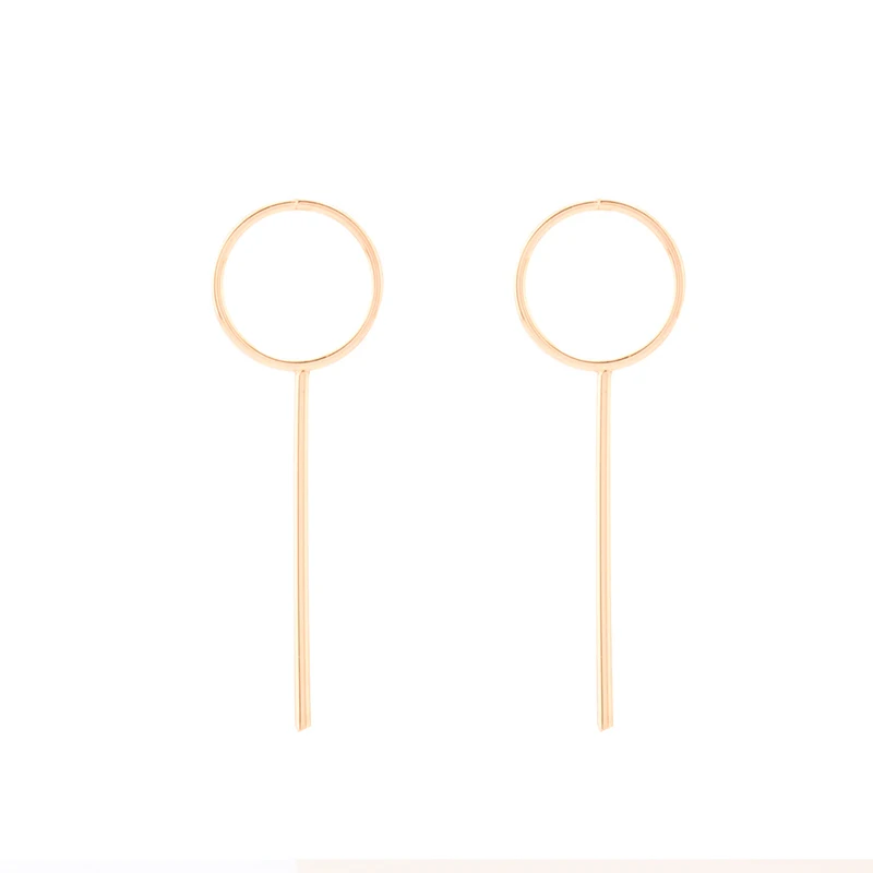 

New Copper Gold Circle Huggie Threader Earrings Hip Hop Minimalist Geometric Round Threader Earrings Stock