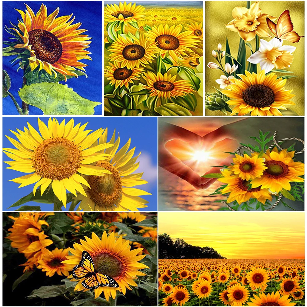 

DIY 5D diamond painting Sunflower flower diamond embroidery handmade cross stitch Mosaic Art Picture of Rhinestones Home Decor
