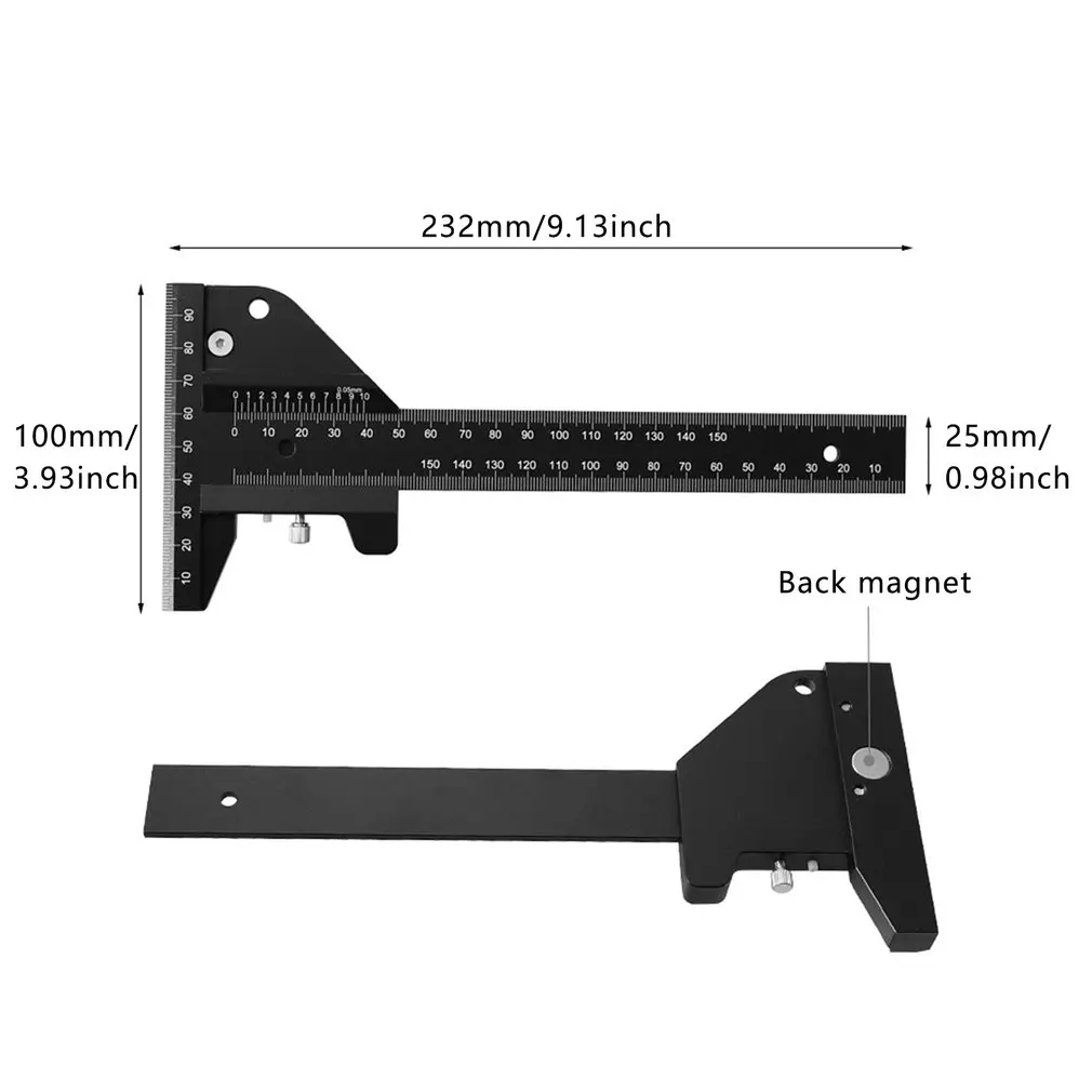 

Multifunction Woodworking Scriber Gauge Aluminum Steel Measuring Marking Framing Ruler Tool For Carpentry Tools Kit Set