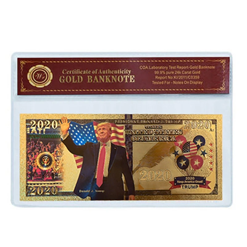 2020 президент дональдтрамп Золотая фольга для банкнот пластиковая позолоченная