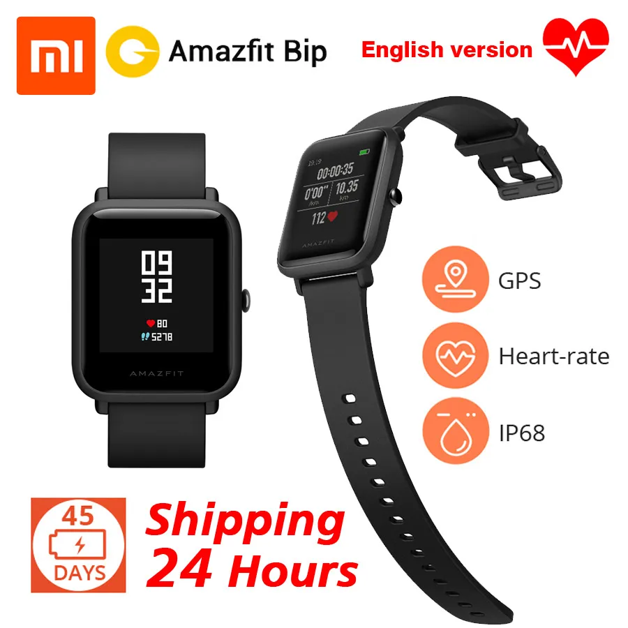 [Английская версия] В наличии Смарт-часы Xiaomi Amazfit Bip Huami gps Smartwatch Bluetooth 4 0 частота