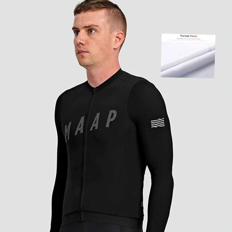 

New Maap 2021 Winter Pro Team Thermal Fleece Men's Cycling Jersey Clothing Mountain Outdoor Bike Tops Wear Bicycle Clothes