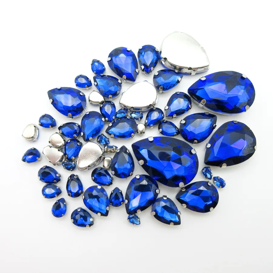 Стразы из сапфирового хрусталя смешанные в форме капли воды 7 размеров