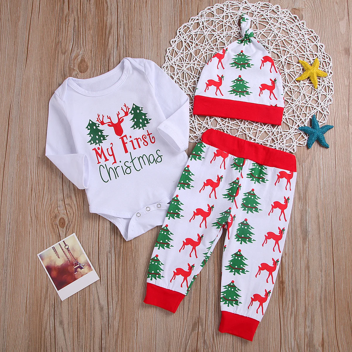 

Осень 2020, наряд для маленьких девочек и мальчиков, комплект из 3 предметов, Рождественский наряд, боди с длинным рукавом, штаны, шапка, кепка, хлопковый костюм с буквенным принтом