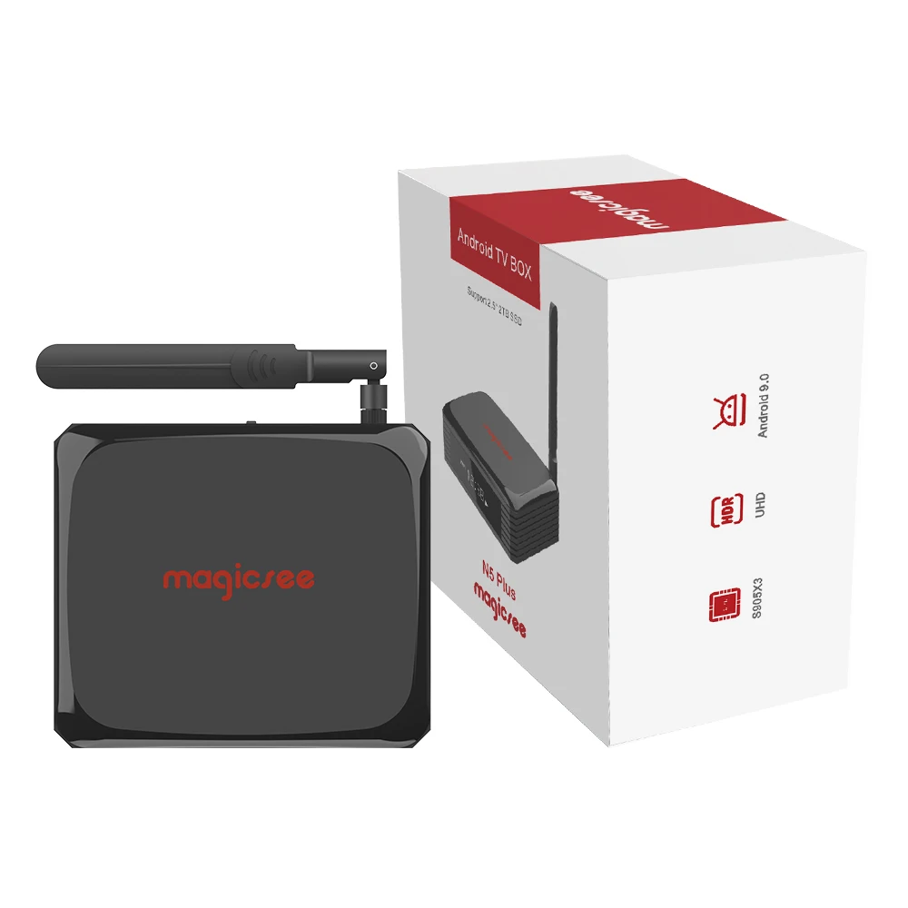 ТВ приставка Magicsee N5 Plus с процессором Amlogic S905X3 Android 9 0 4 Гб ОЗУ 64 ПЗУ 2 4/5G Wi Fi Ethernet BT 8K