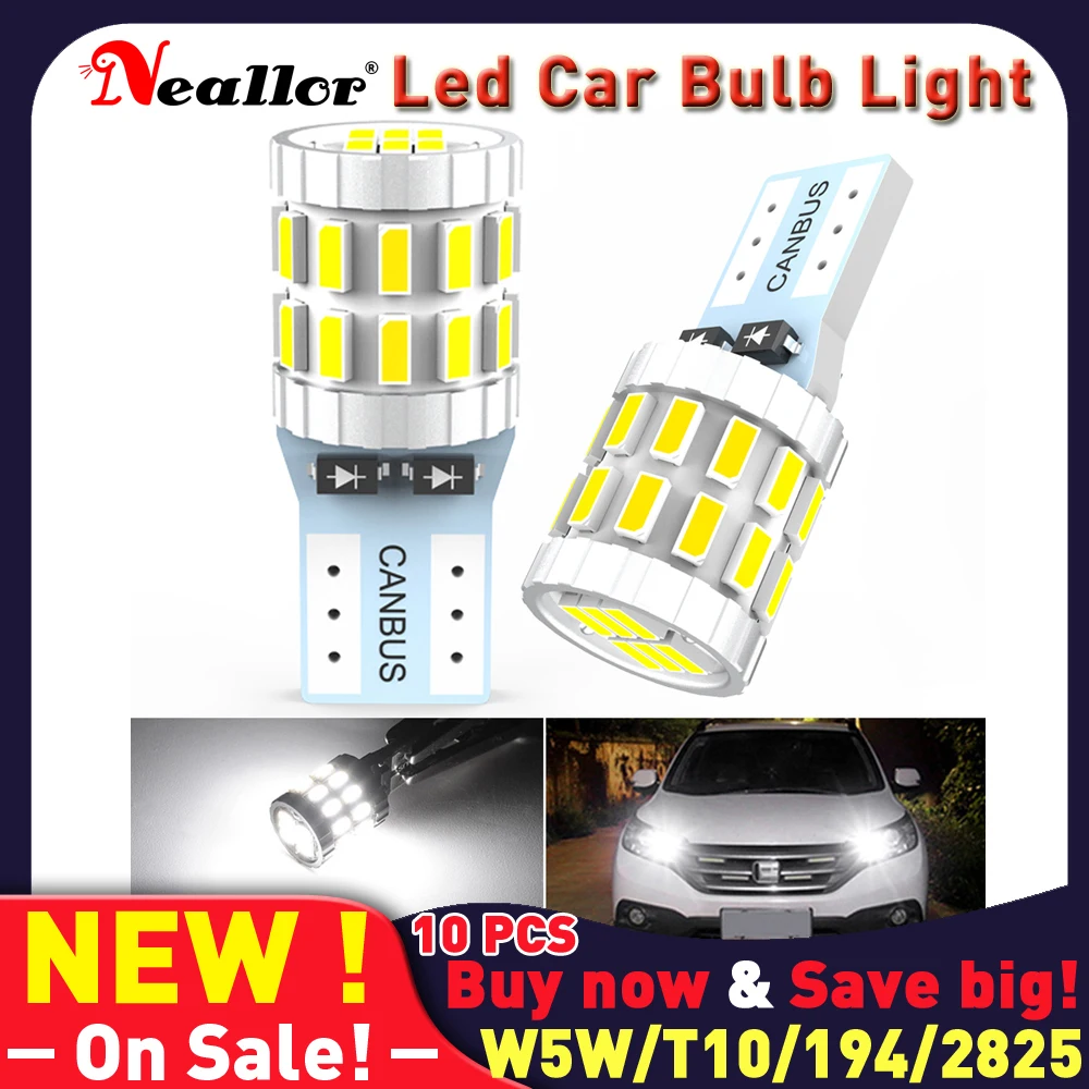 

W5W 5w5 194 168 2821 2825 Canbus T10 9smd LED Light Bulb Car No Error 4014 12V Super Bright Clearance Lamp White Yellow Blue Red