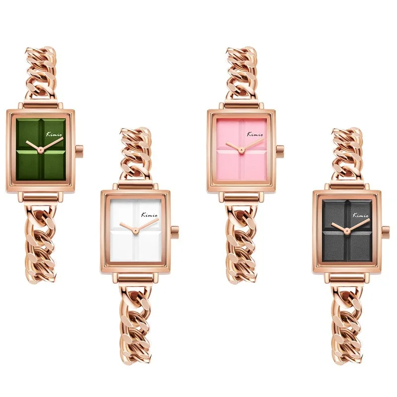 

Ladies Small Square Watch Square Eye Shadow Disc Denim Chain Simple Double Needle Joker Quartz Watch 6412