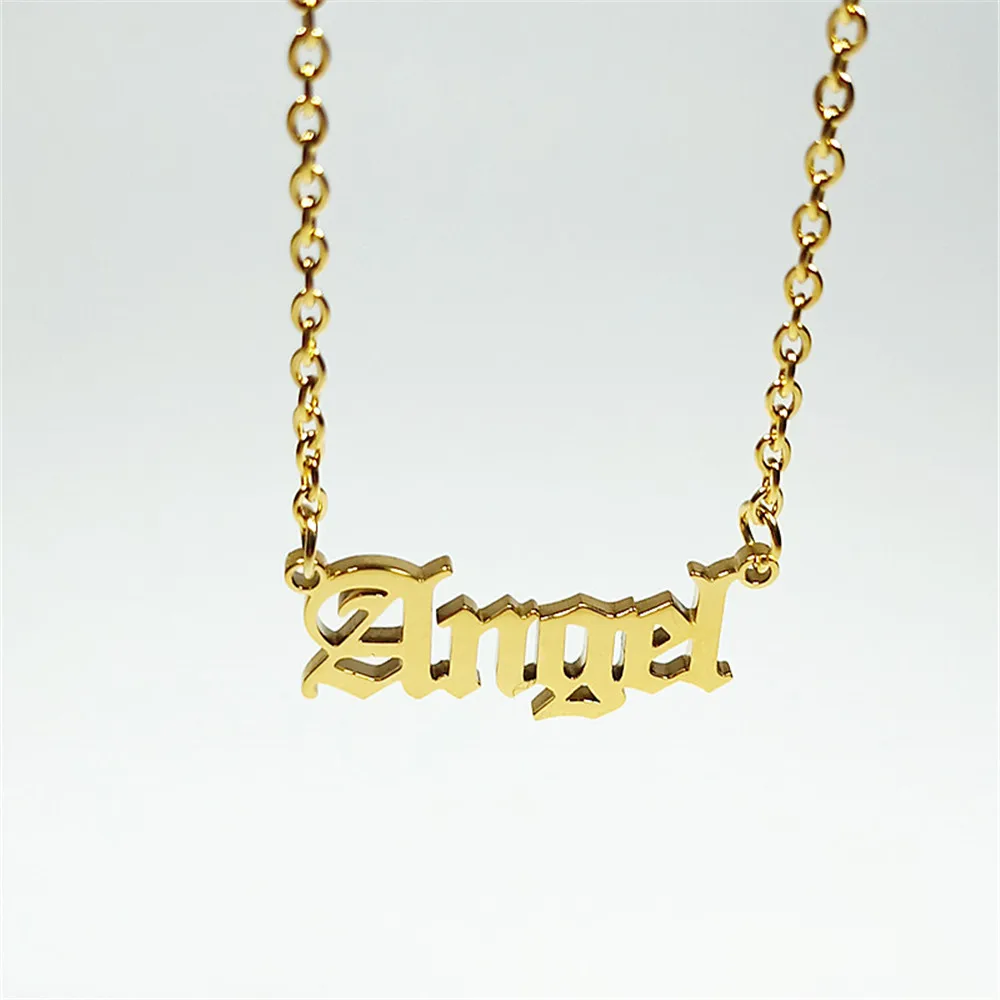 Bulk 10pcs Old English Angel Princess Necklace Bijoux Stainless Steel Chain Choker Baby Girl Necklaces holesale Jewelry | Украшения и