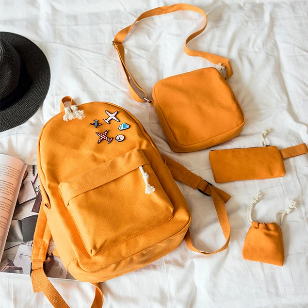 4 шт. модный тканевый женский рюкзак школьная сумка для девочек Женский