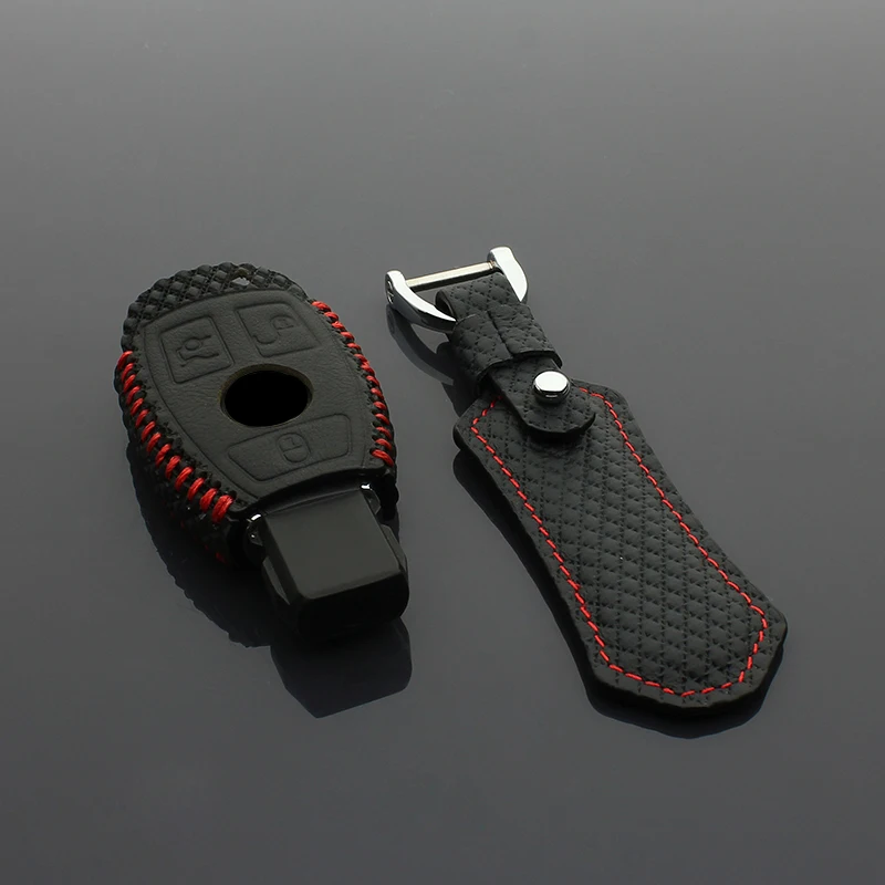 

Чехол для автомобильного ключа для Mercedes Benz GLK300 E260L B C E S Class 2016 2017, автомобильный чехол из натуральной кожи с дистанционным управлением и коль...