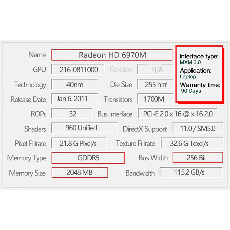 Оригинал для iMac 27 &quotA1312 Radeon HD6970 HD6970M 2 Гб 109 C29647 00 видеокарта 216 0811000 100% хорошо