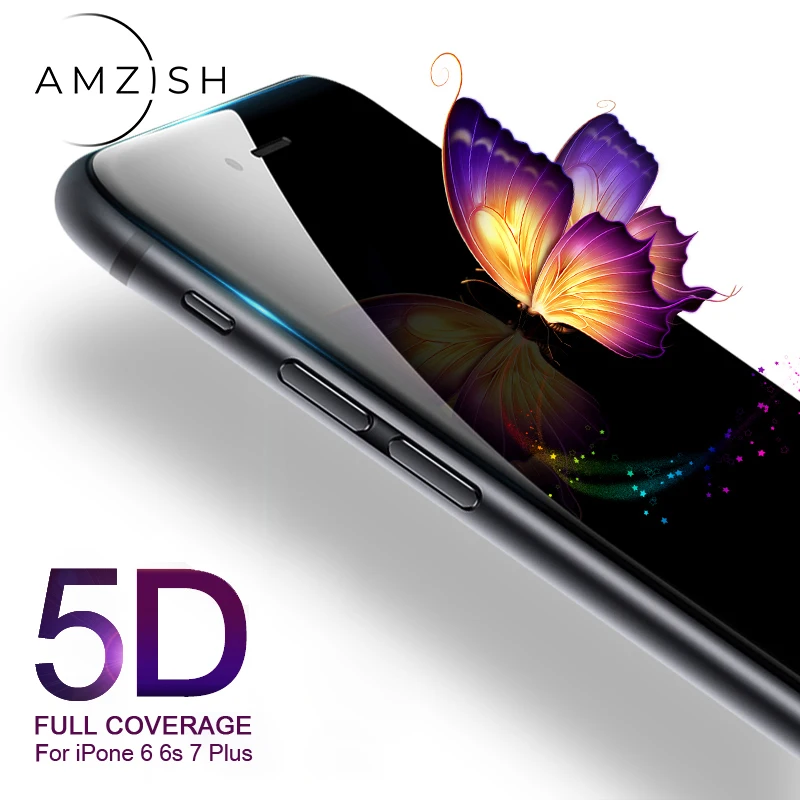 Полноэкранное защитное закаленное стекло amzish 5D для iPhone 8 Plus X XR 11 Pro Max XS 7 6