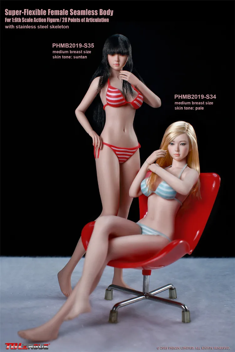 

In Stock 1/6 Scale TBLeague PHMB2019-S34 /S35 Super Flexible Seamless Body FIGURE with head for Fans Gifts