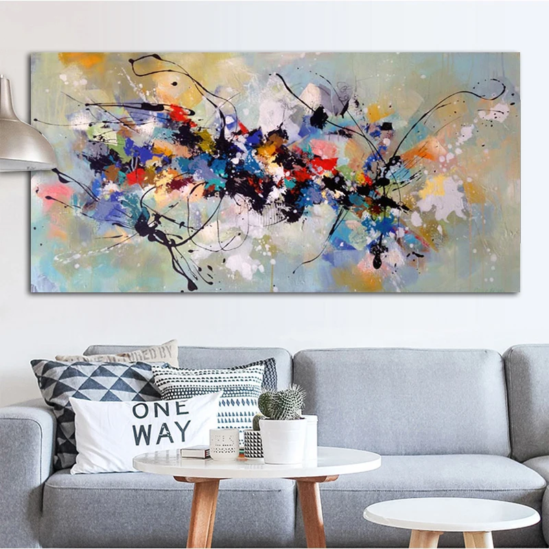 

Abstract Colorful Wall Art Oil Paintings print on Canvas Posters and Prints Cuadros Pictures for Living Room Decor No Frame