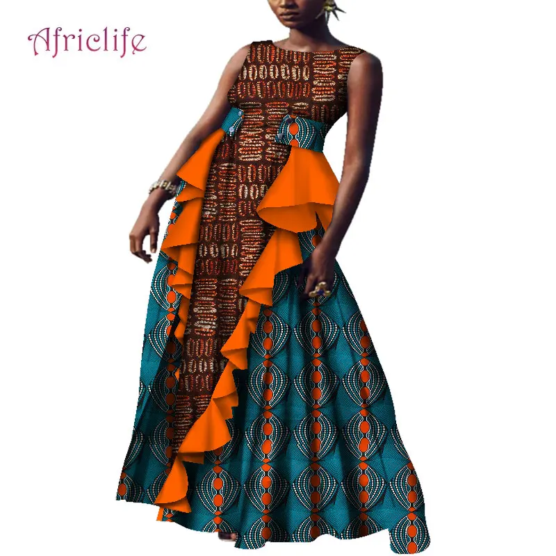 Женские Африканские модные традиционные платья с принтом Анкары Дамская одежда